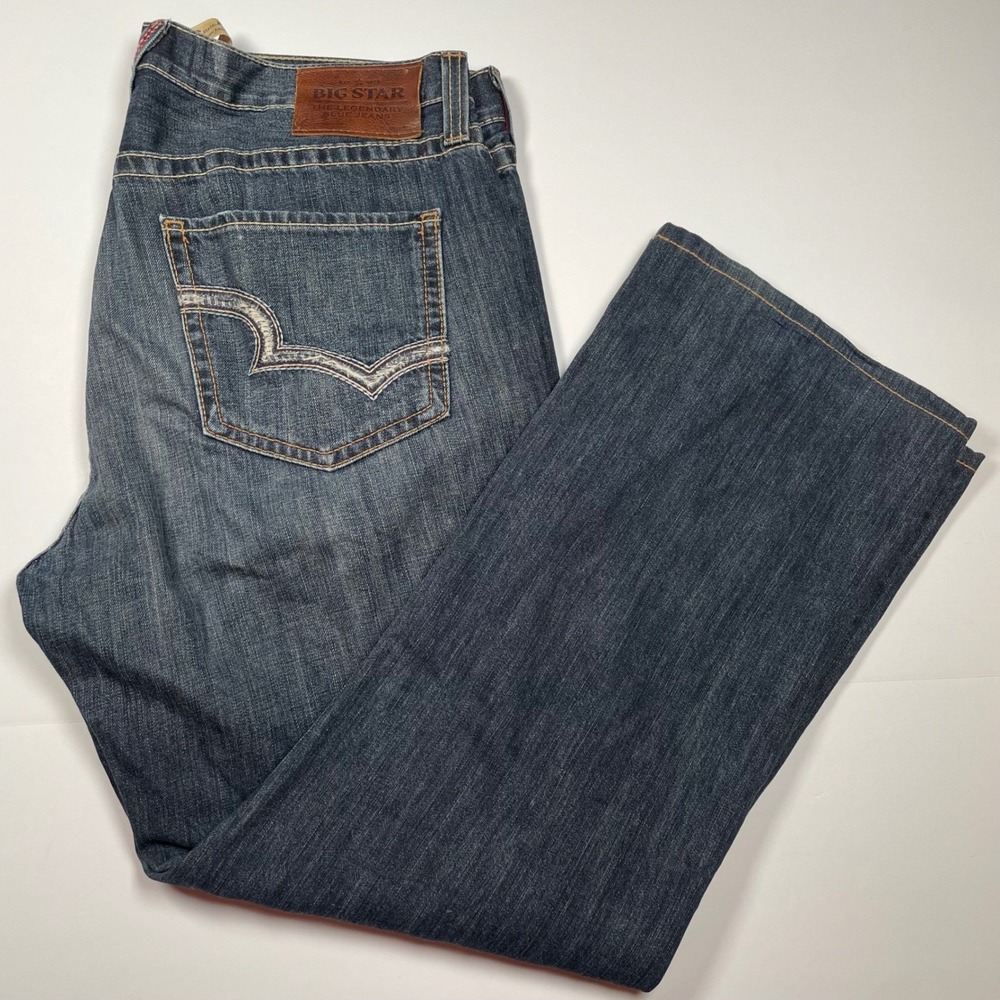 Big Star Eastman Loose Straight Leg Jeans Mens 40x30‎ Dark Wash Blue Denim